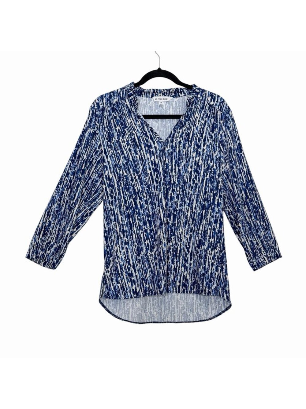 La Mer Luxe Grey Blue Abstract Print Tunic Top Resortwear Womens Medium